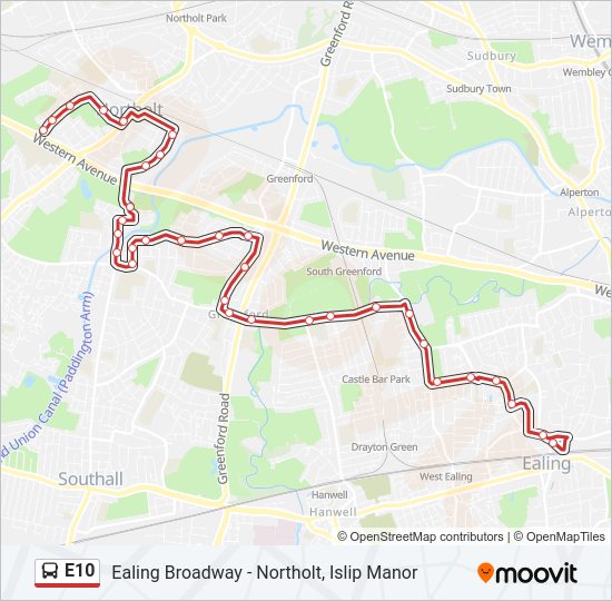 E10 Bus Line Map