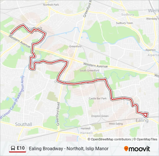 E10 Bus Line Map