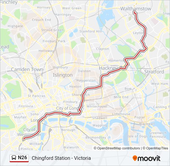 N26 Bus Line Map