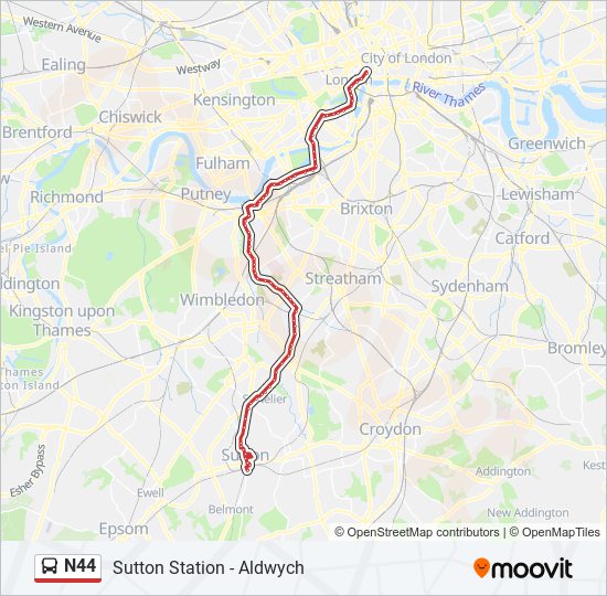 N44 bus Line Map