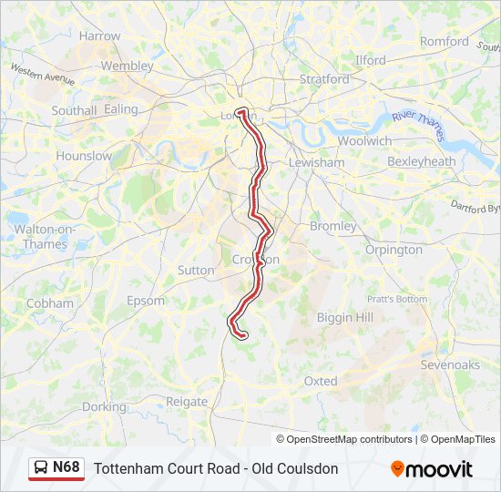 N68 Bus Line Map