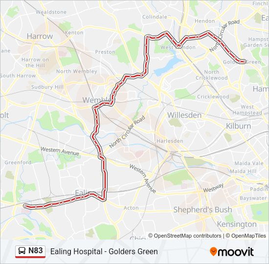 N83 Bus Line Map