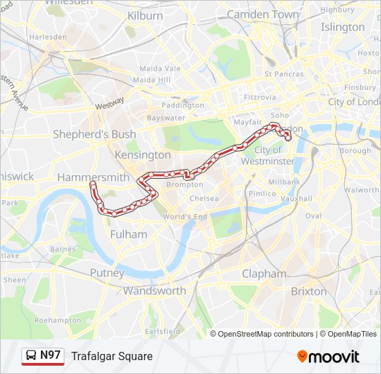 N97 Bus Line Map