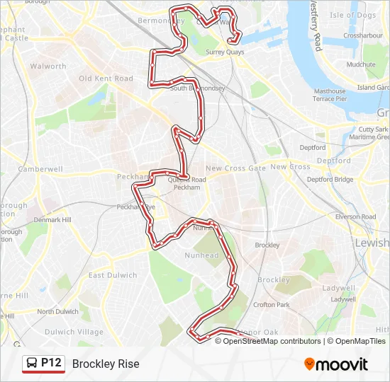 P12 Route: Schedules, Stops & Maps - Brockley Rise (Updated)