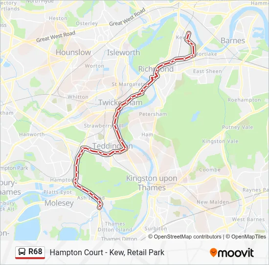 R68 Route: Schedules, Stops & Maps - Hampton Court (Updated)
