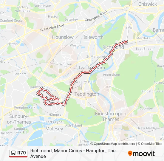 R70 Route: Schedules, Stops & Maps - Richmond, Manor Circus (Updated)