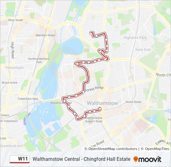 W11 bus Line Map