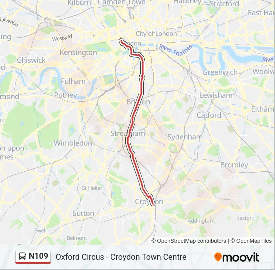N109 Bus Line Map
