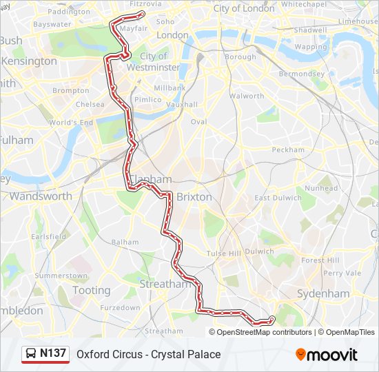 N137 bus Line Map