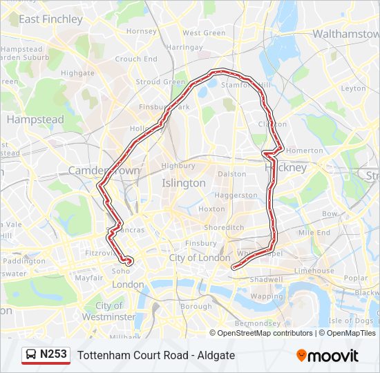 N253 Bus Line Map