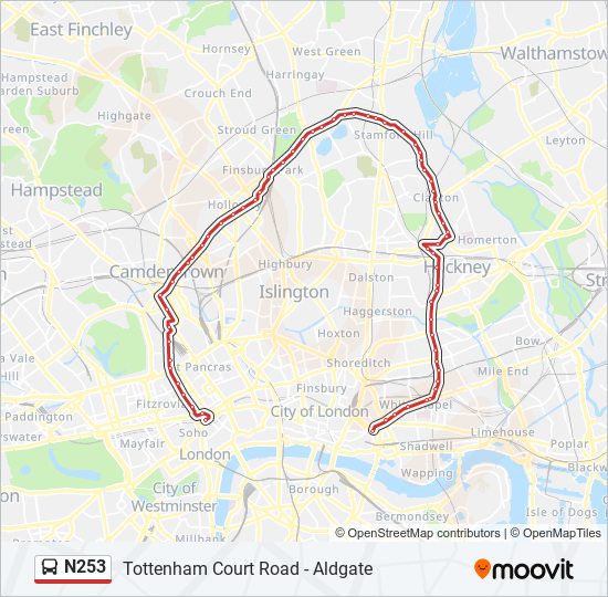 n253 Route: Schedules, Stops & Maps - Tottenham Court Road (Updated)