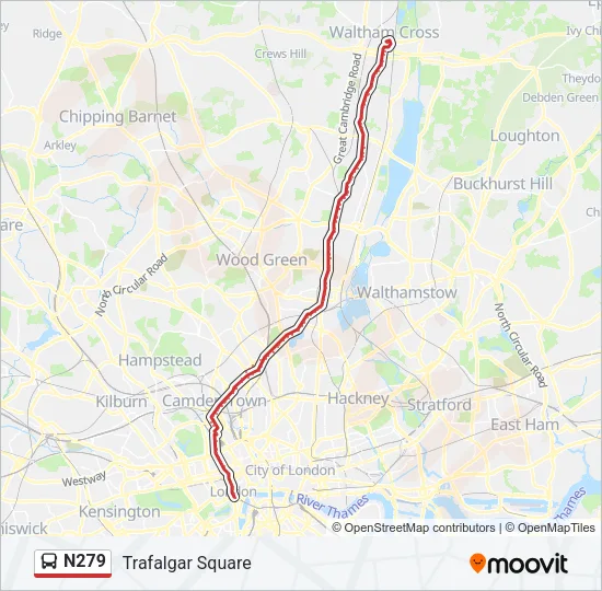 N279 Bus Line Map