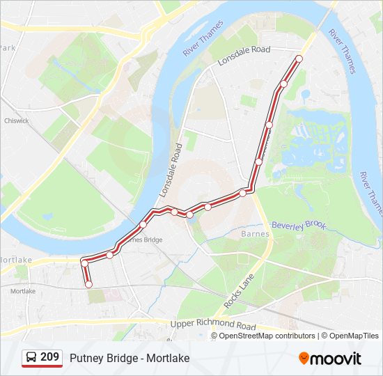 209 bus Line Map