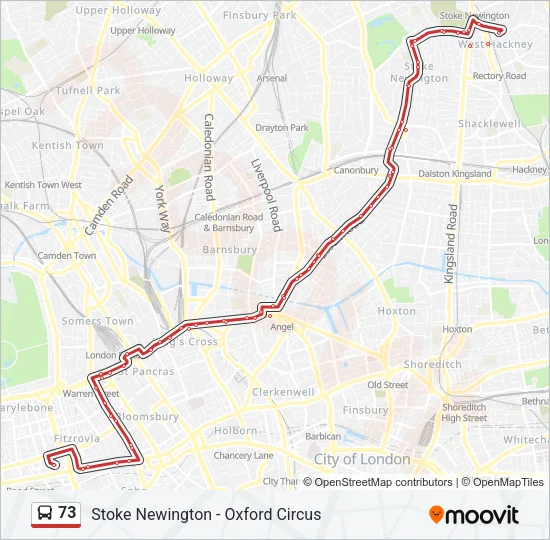 73 Bus Line Map