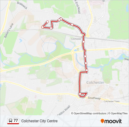 77 Route Schedules Stops Maps Colchester City Centre Updated 