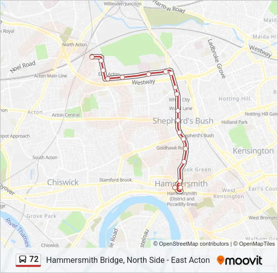72 Bus Line Map