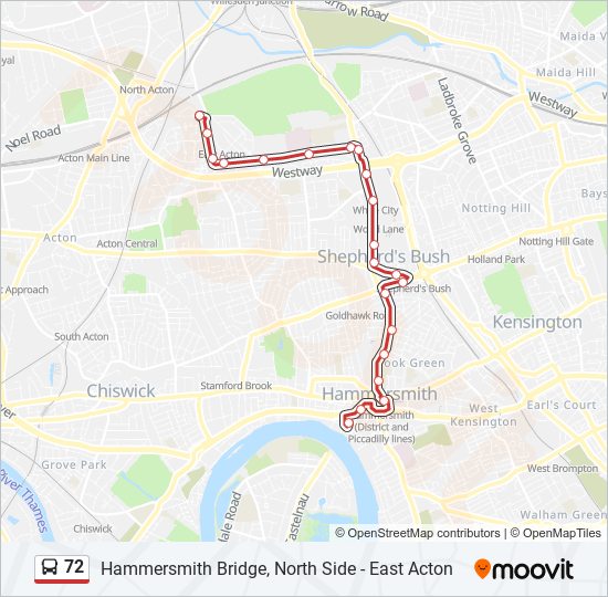 Bus 72 Route Map 72 Route: Schedules, Stops & Maps - Hammersmith Bridge, North Side (Updated)