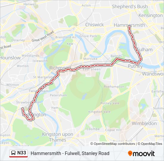 N33 Bus Line Map
