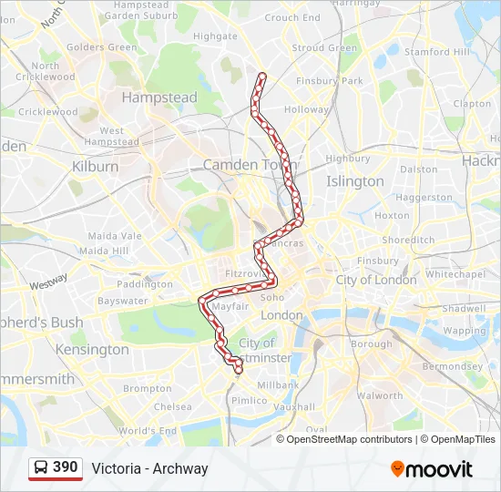 390 Bus Line Map