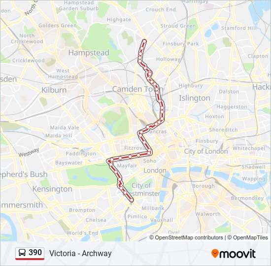 390 Route Schedules, Stops & Maps Archway (Updated)
