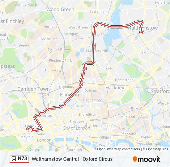N73 Bus Line Map