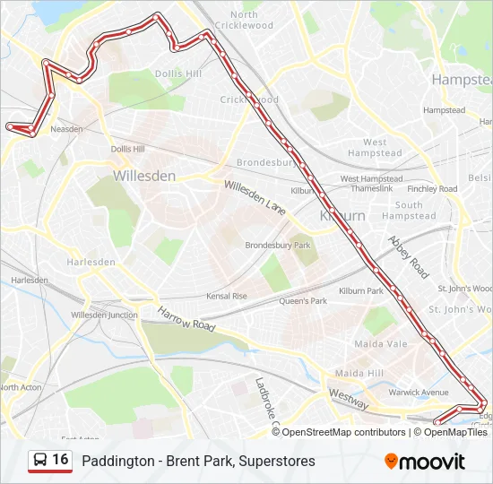 16 Bus Line Map