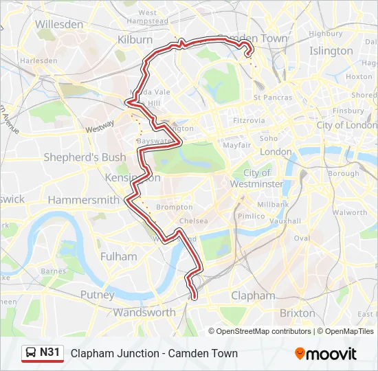N31 Bus Line Map