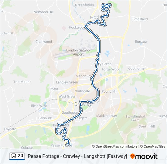 20 Route: Schedules, Stops & Maps - Pease Pottage (Updated)