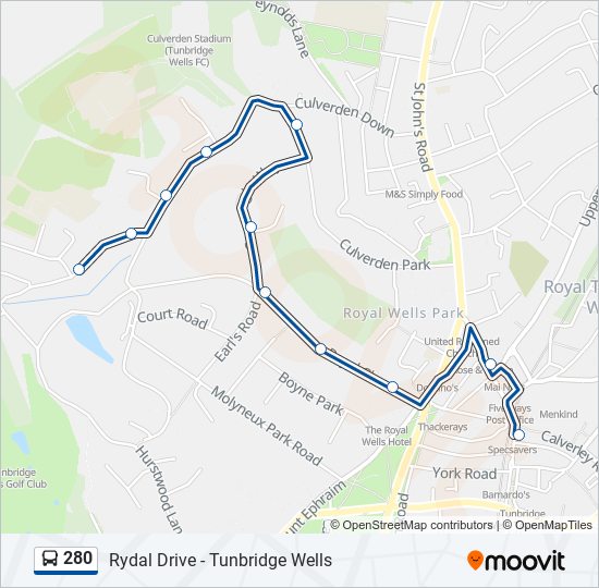 280 bus Line Map