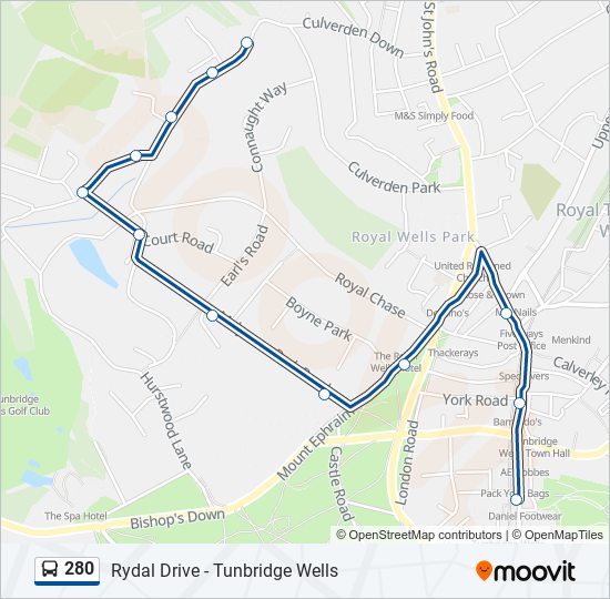 280 bus Line Map