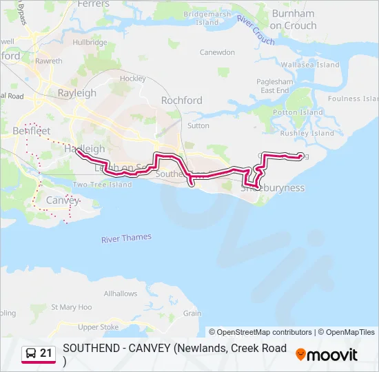 21 Bus Line Map