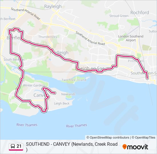 21 bus Line Map