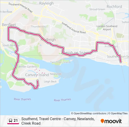 First Bus Route 21 21 Route: Schedules, Stops & Maps - Canvey (Updated)