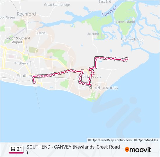 21 Route: Schedules, Stops & Maps - Southend-On-Sea (Updated)