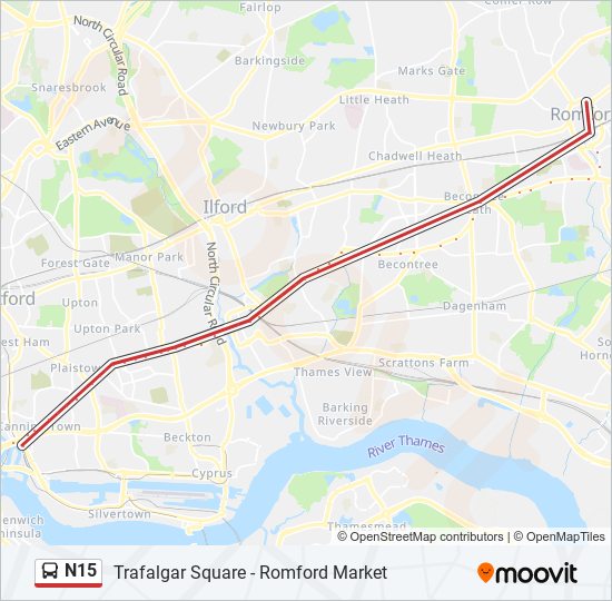 n15 Route: Schedules, Stops & Maps - Romford Market (Updated)