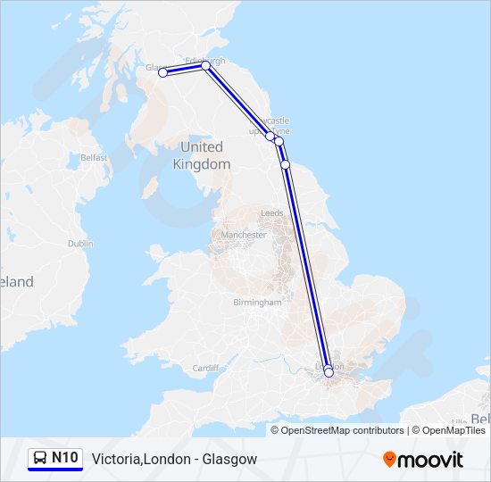 N10 Bus Line Map