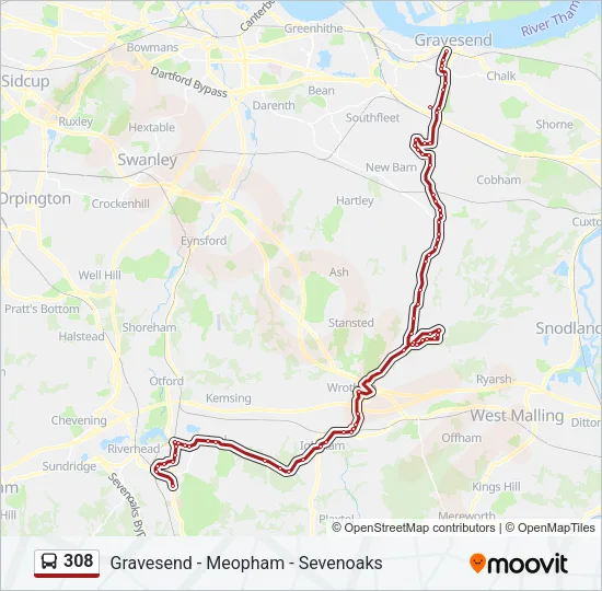 308 Bus Line Map