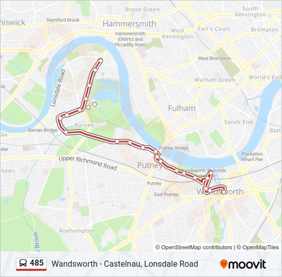 485 Bus Line Map