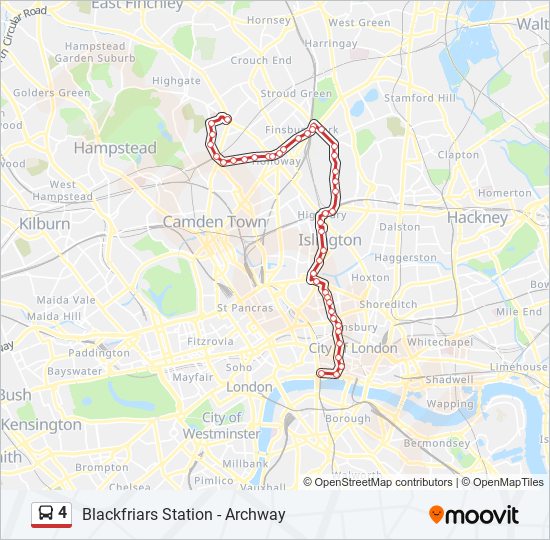 4 Route: Schedules, Stops & Maps - Blackfriars Station (Updated)