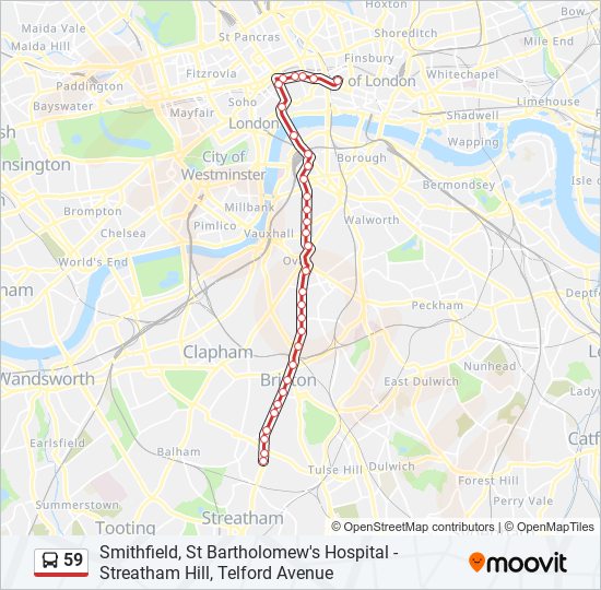 59 Route: Schedules, Stops & Maps - Streatham Hill, Telford Avenue ...