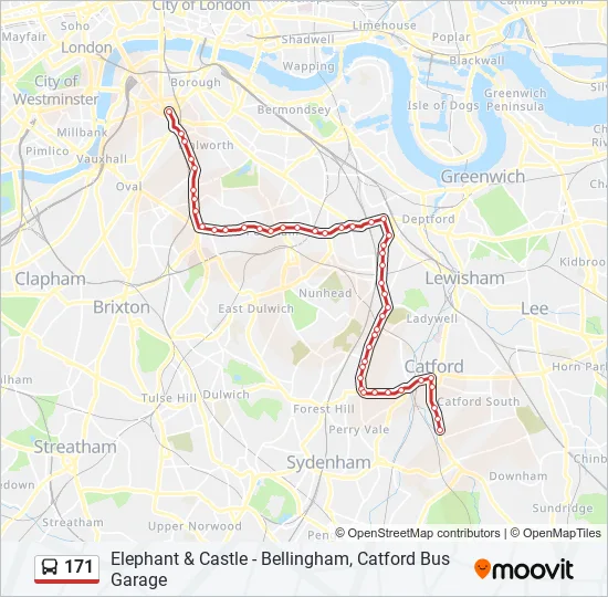 Bus 171 Route Map 171 Route: Schedules, Stops & Maps - Bellingham, Catford Bus Garage  (Updated)