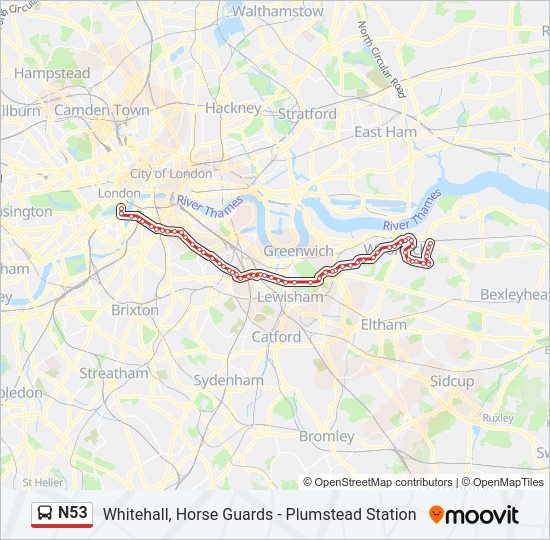N53 Bus Line Map