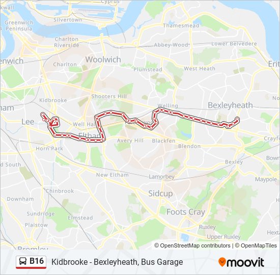 B16 bus Line Map