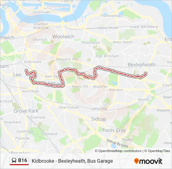 B16 Route: Schedules, Stops & Maps - Kidbrooke (Updated)