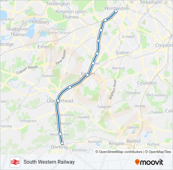 SOUTH WESTERN RAILWAY Train Line Map