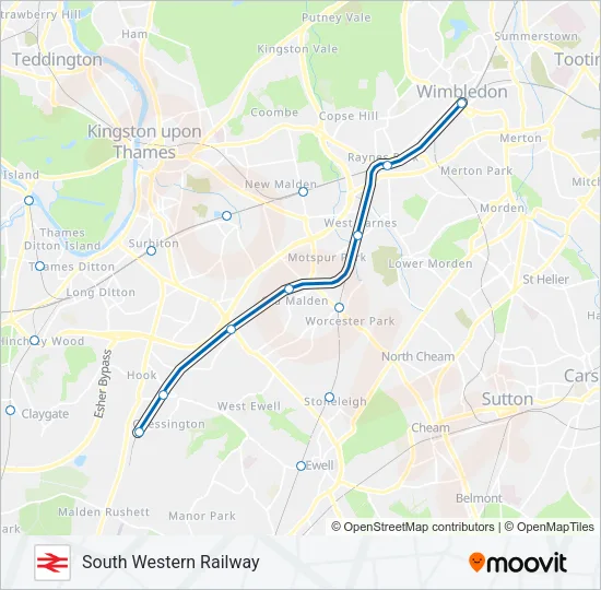 SOUTH WESTERN RAILWAY Train Line Map