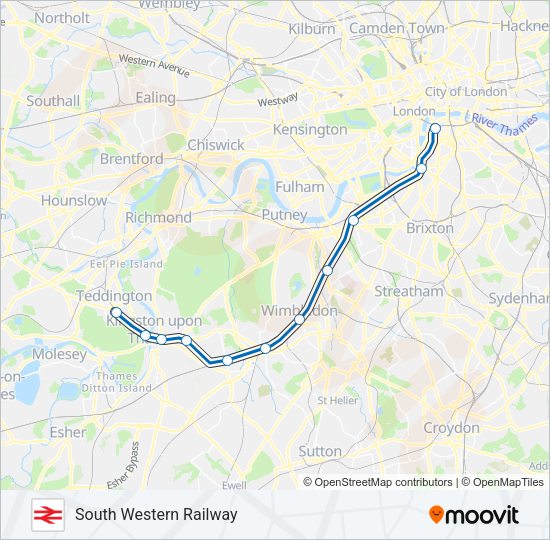 SOUTH WESTERN RAILWAY Train Line Map