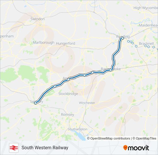 SOUTH WESTERN RAILWAY Train Line Map