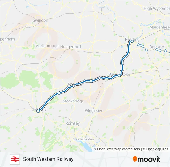 SOUTH WESTERN RAILWAY Train Line Map