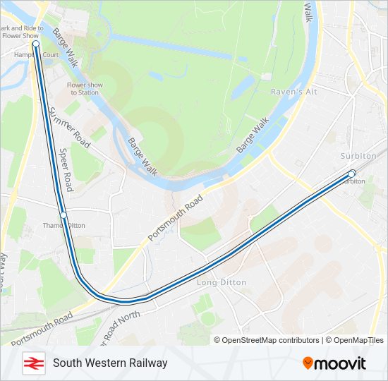 SOUTH WESTERN RAILWAY Train Line Map